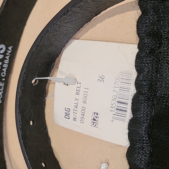 DOLCE AND GABBANA jeans Belt black leather with chrome signature logo buckle - Picture 5 of 9